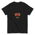 Golden Horn tee: crimson ram with gilded stars on a unisex Aries t-shirt