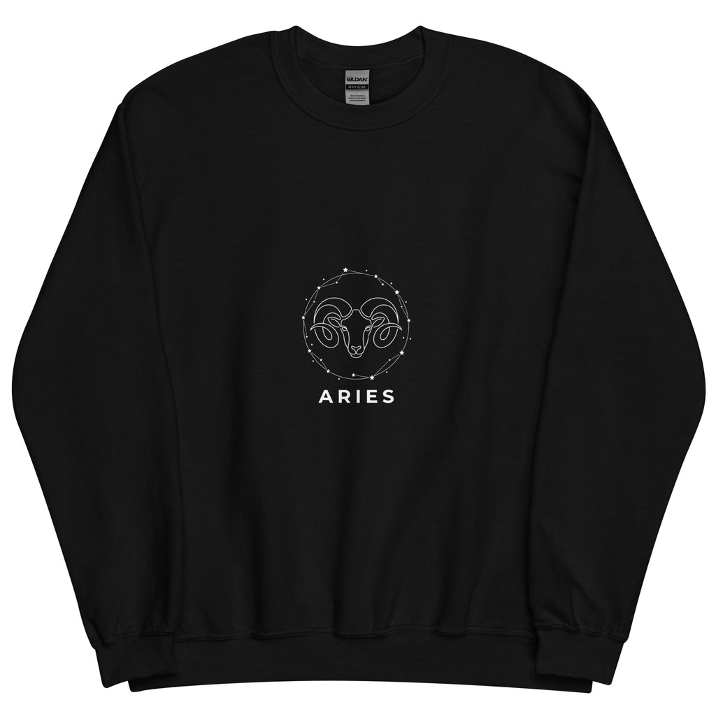 Ram Star Circuit sweatshirt: line art ram in a constellation ring on a unisex crewneck