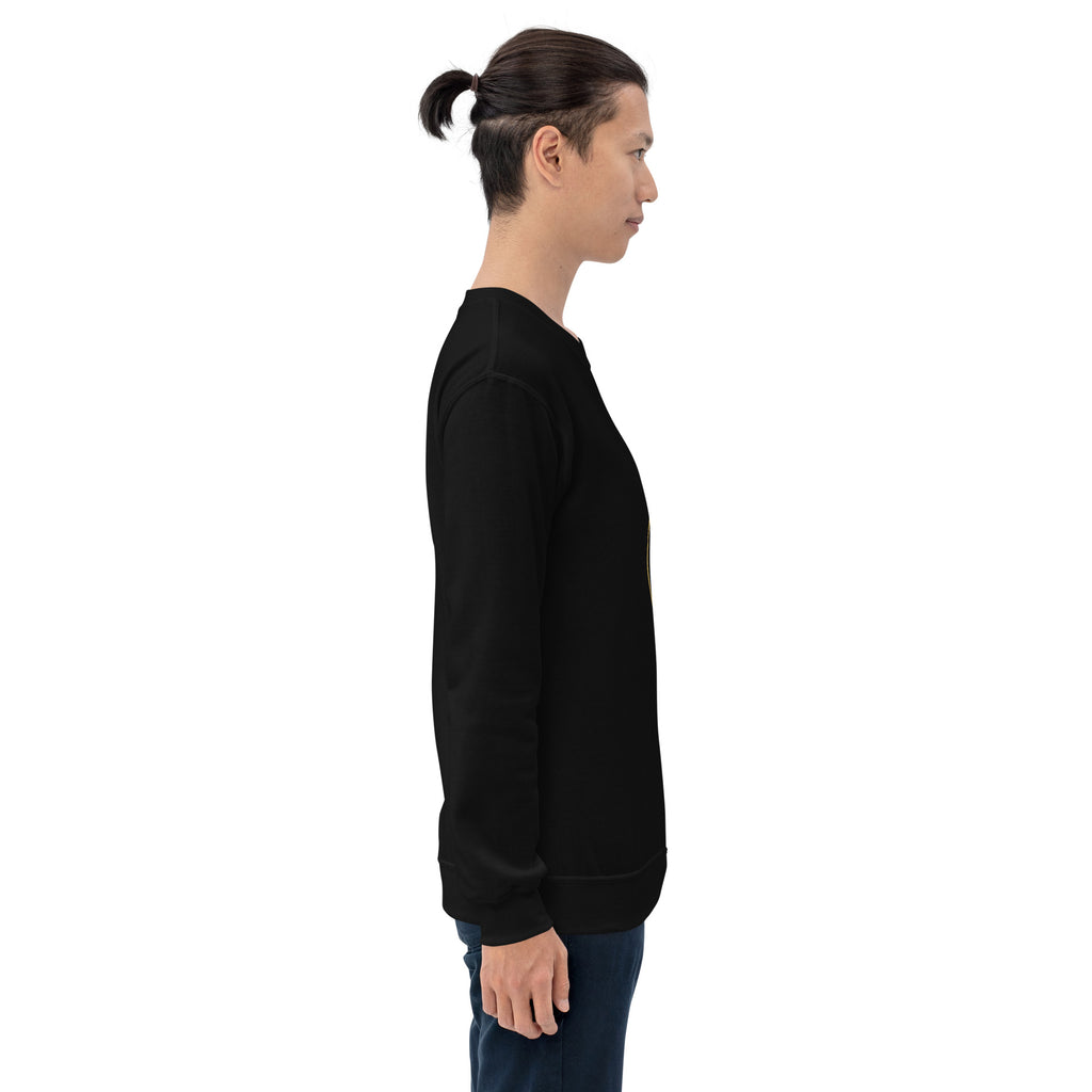 Leo Season sweatshirt: gold sunburst lion crest on a unisex crewneck