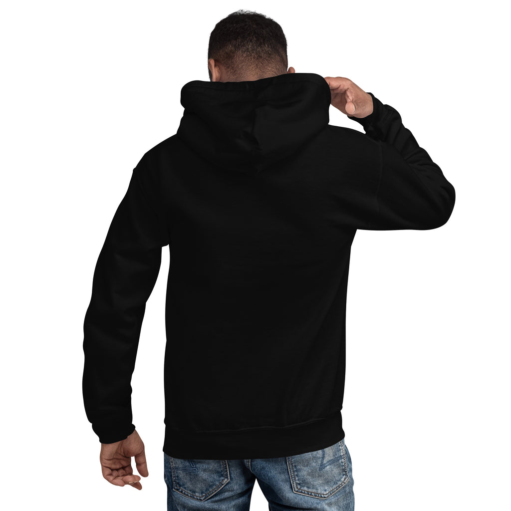 Ruled by the Sun hoodie: gold crowned lion with Jupiter symbol on a unisex Leo hoodie