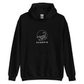 Moonlit Sting hoodie: line art scorpion beneath a moon on a unisex Scorpio hoodie