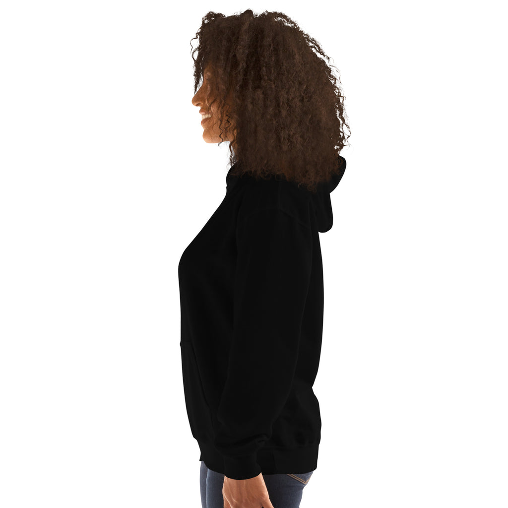 The Leo Mark hoodie: white line art lion on a dark unisex hoodie, Leo zodiac
