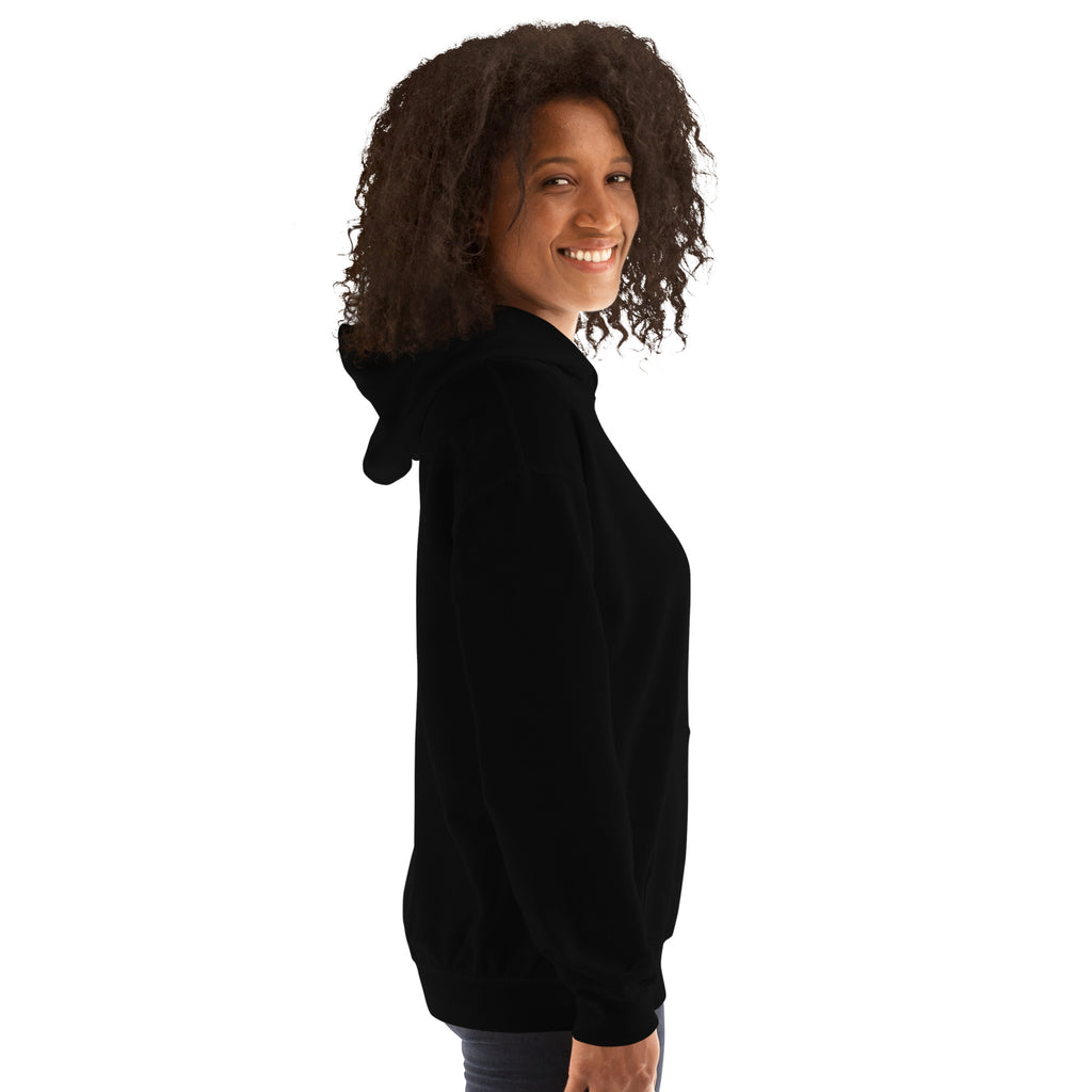The Leo Mark hoodie: white line art lion on a dark unisex hoodie, Leo zodiac