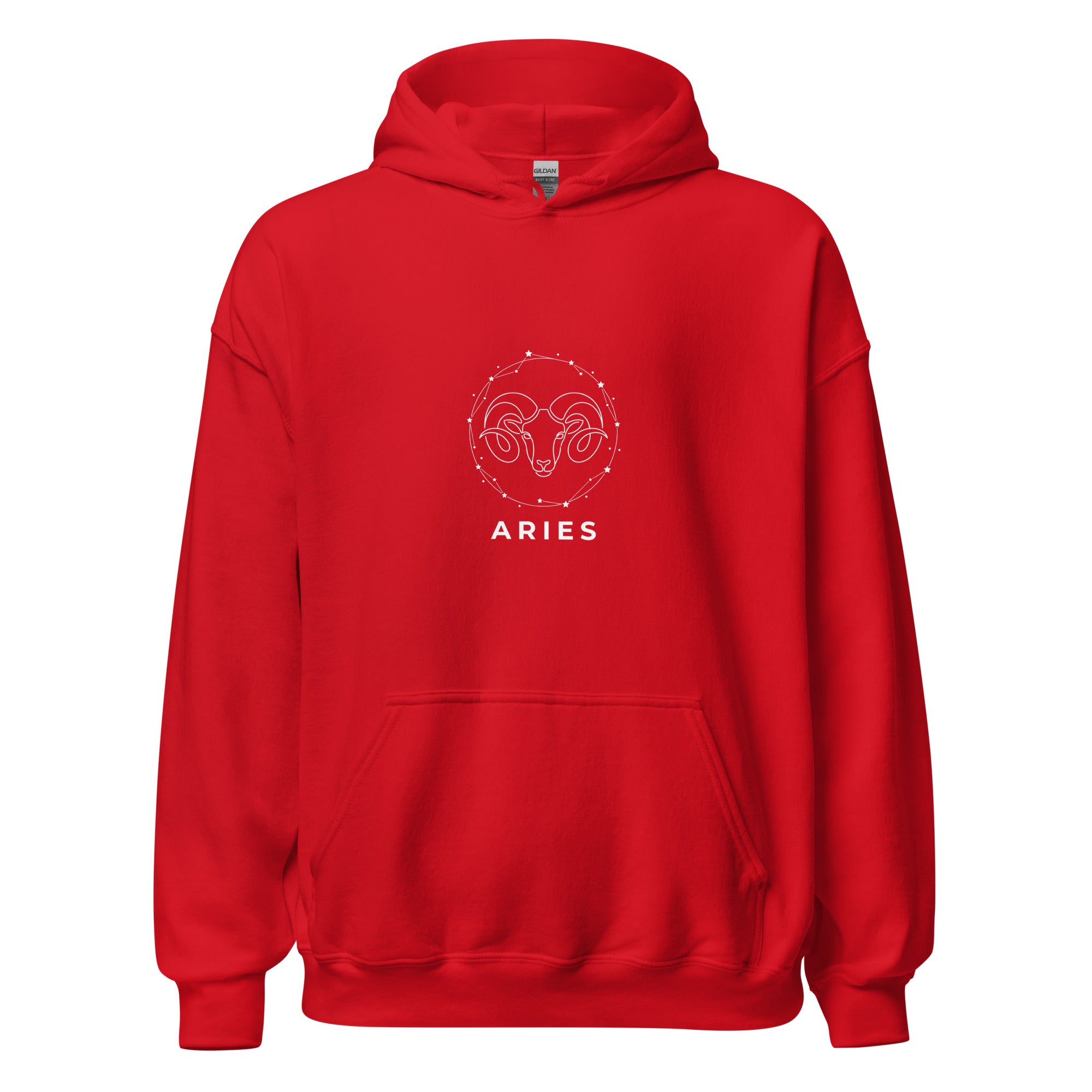Ram Star Circuit hoodie: line art ram in a constellation ring on a unisex Aries hoodie