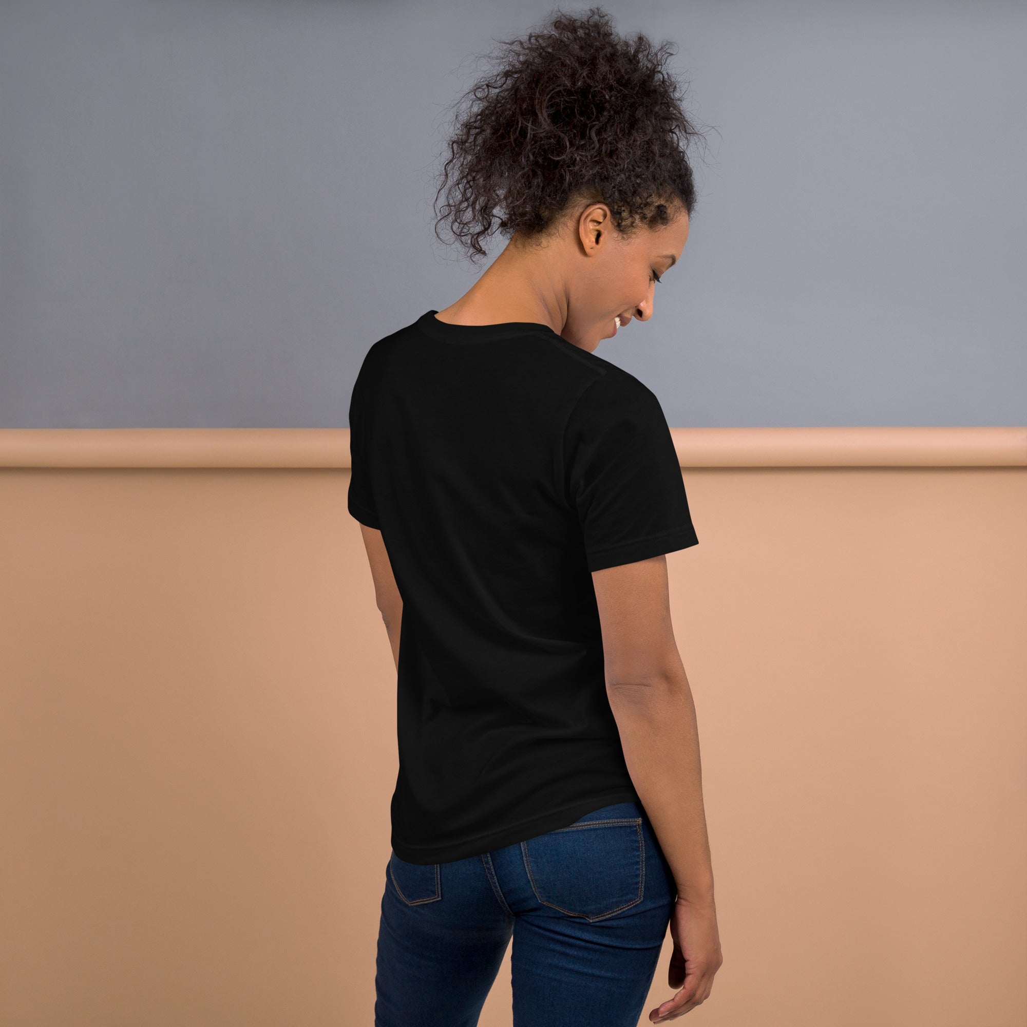 Libra Rose Crest tee: blush and lavender scales with roses on a dark unisex t-shirt