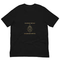 Ruled by the Sun line art tee: fine gold crown, lion, and Jupiter symbol on a unisex t-shirt