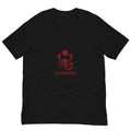 Blood Moon Rising tee: maroon scorpion under a red moon on a dark unisex Scorpio t-shirt