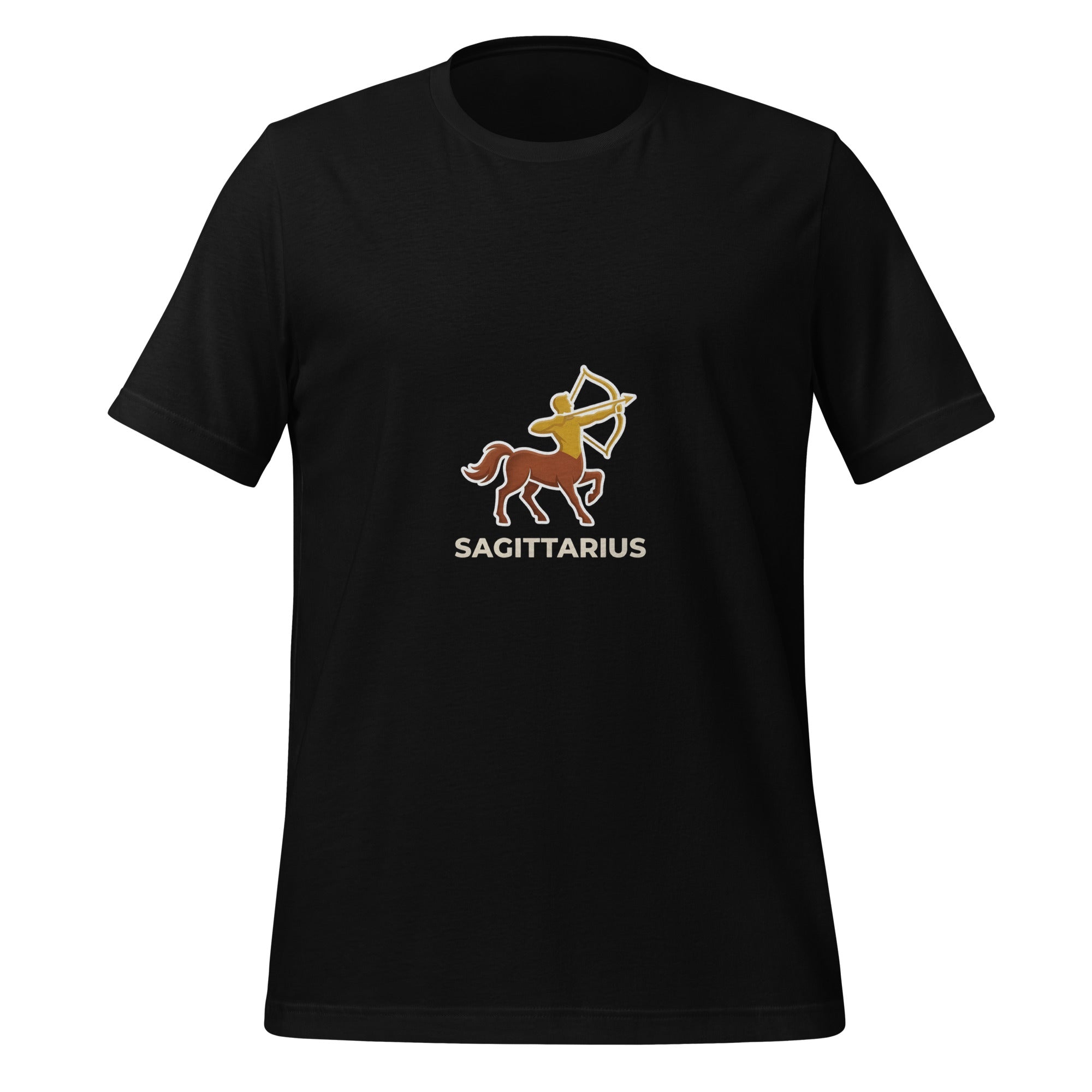 Golden Archer tee: gold centaur archer design on a unisex Sagittarius t-shirt