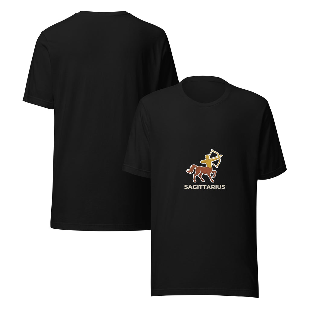 Golden Archer tee: gold centaur archer design on a unisex Sagittarius t-shirt