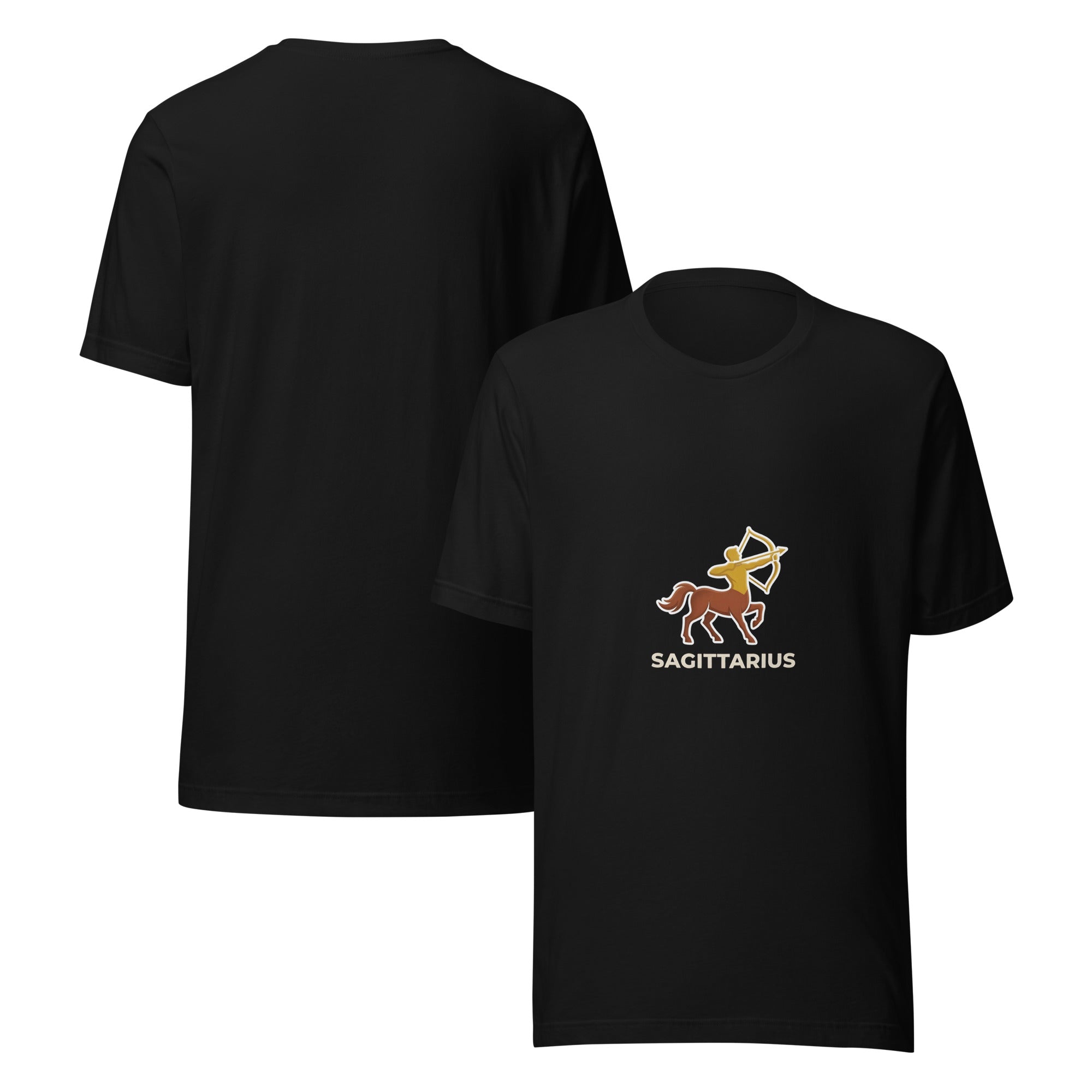 Golden Archer tee: gold centaur archer design on a unisex Sagittarius t-shirt