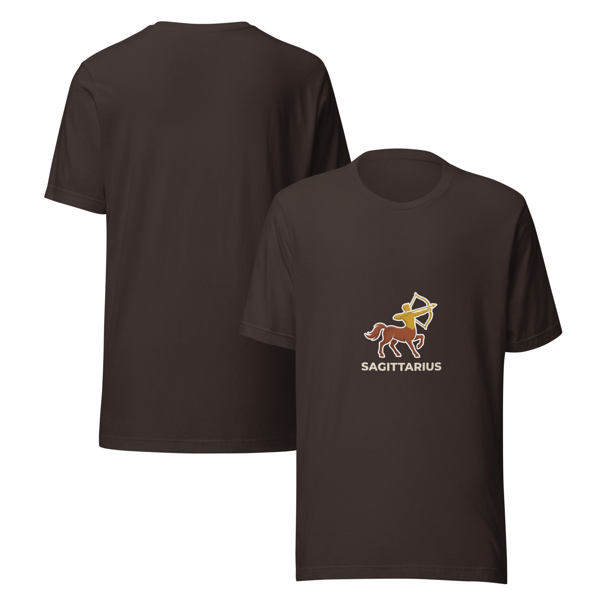 Golden Archer tee: gold centaur archer design on a unisex Sagittarius t-shirt