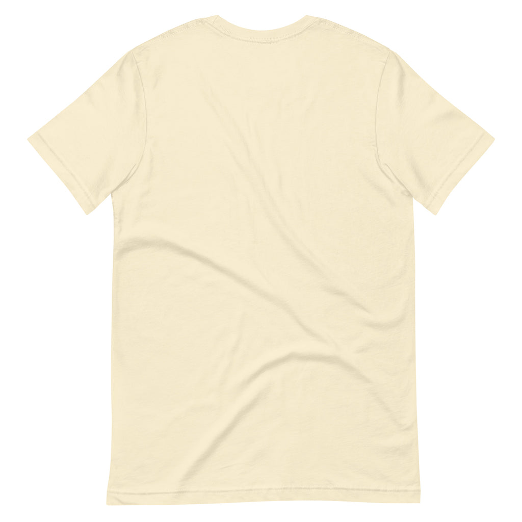Blaze Ram tee: flaming ram horns in black and orange on a unisex Aries t-shirt